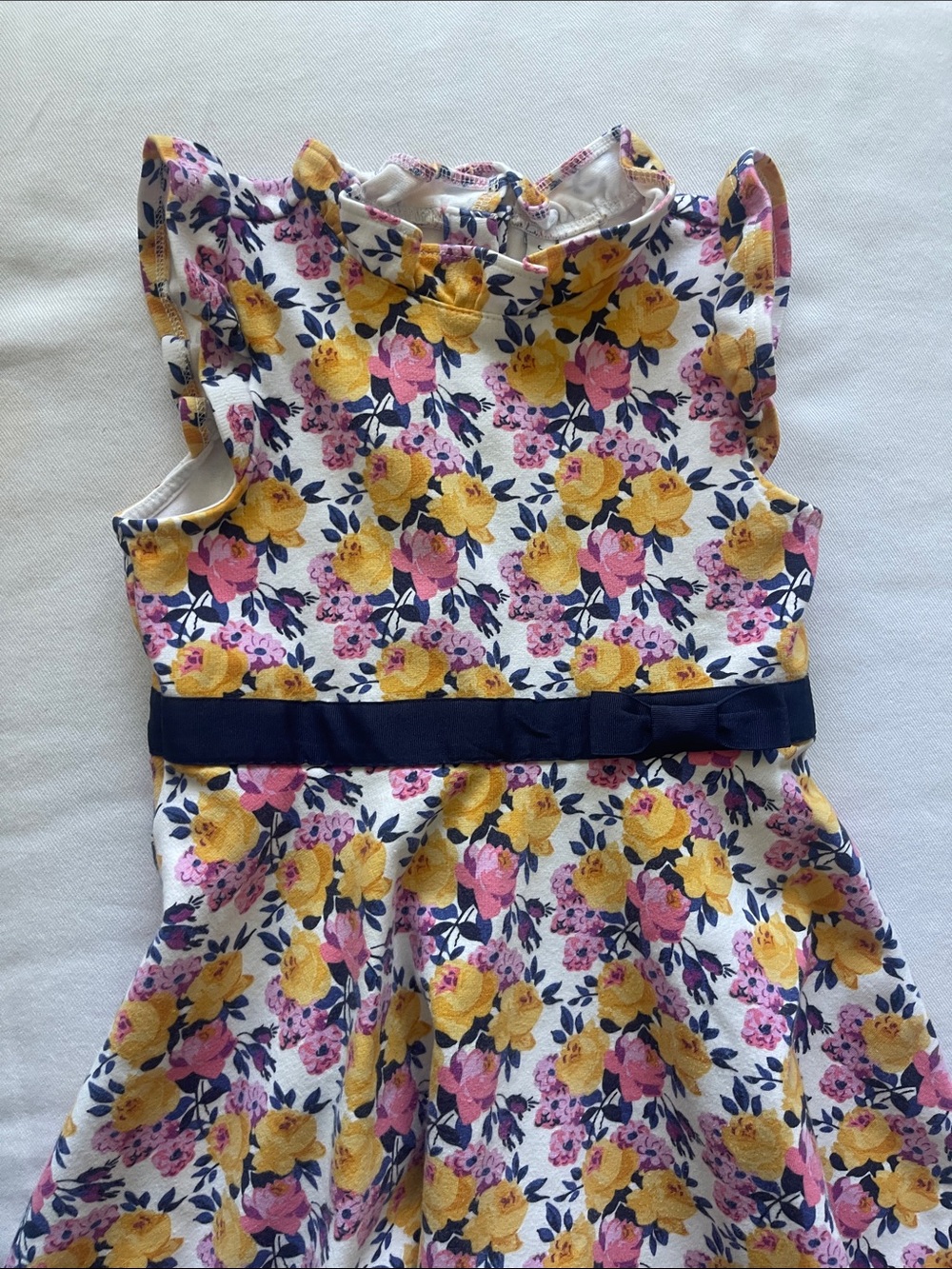 Janie and Jack White Girls 5 Floral Dress with Yellow and Pink Roses - Picture 3 of 9